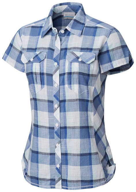 Shirt Columbia Women Camp Henry SS Blue Dusk Check