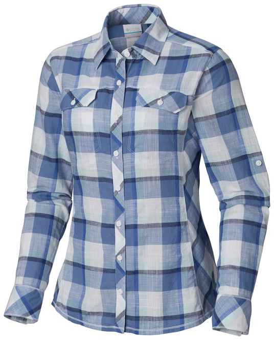 Shirt Columbia Women Camp Henry Blue Dusk Check