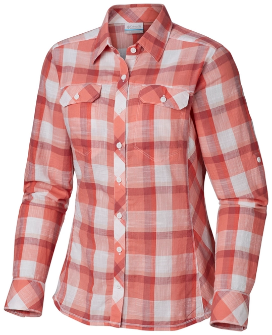 Shirt Columbia Women Camp Henry Red Coral Check