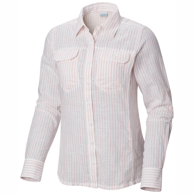 Shirt Columbia Women Camp Henry Red Coral Stripes