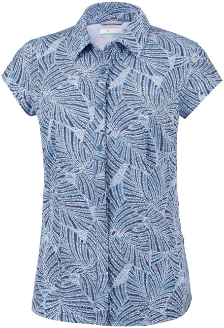 Shirt Columbia Women Saturday Trail II Stretch Print SS Blue Dusk