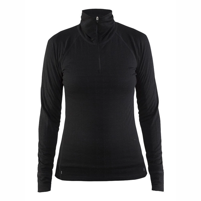 Ski Sweatshirt Craft Nordic Wool Zip Neck Women Black Dark Grey