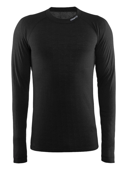 Long Sleeve Shirt Craft Nordic Wool Neck Men Black
