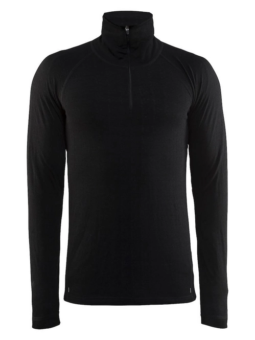 Ski Sweatshirt Craft Nordic Wool Zip Neck Men Black Dark Grey