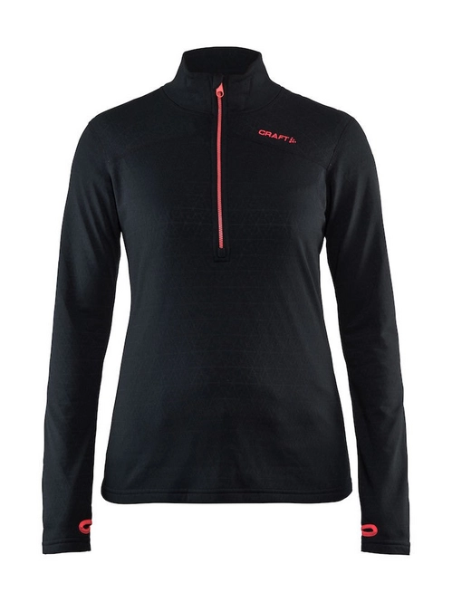 Sports Shirt Craft Pin Halfzip Women Black Panic