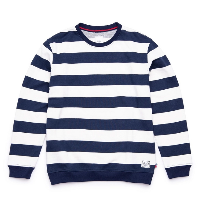 Jumper Herschel Supply Co. Men's Crewneck Border Stripe Peacoat Rib