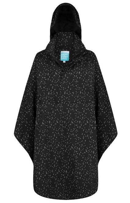 Poncho Happy Rainy Days Bike Cape Bonita Dot Black White