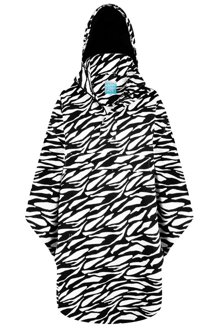 Poncho Happy Rainy Days Bike Cape Brascha Zebra Black White