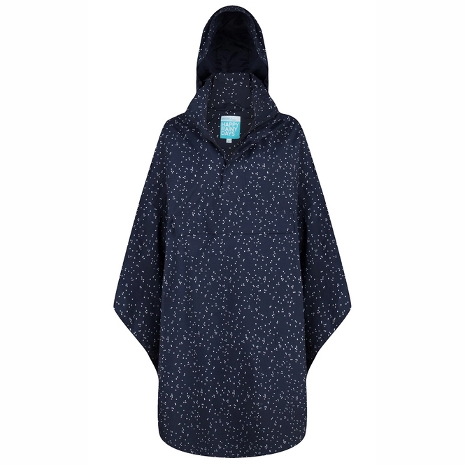 Poncho Happy Rainy Days Bike Cape Milou Dot Midnight White