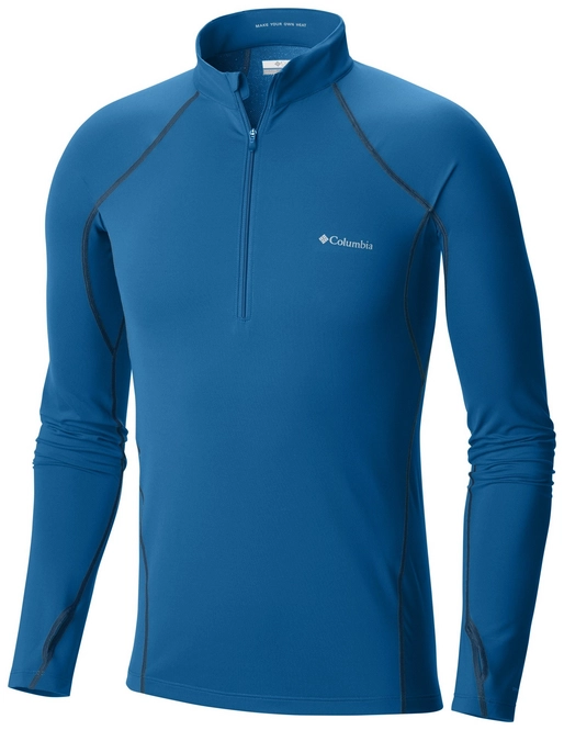 Long Sleeve T-Shirt Columbia Men Midweight Stretch Half Zip Dark Compass Phoenix Blue