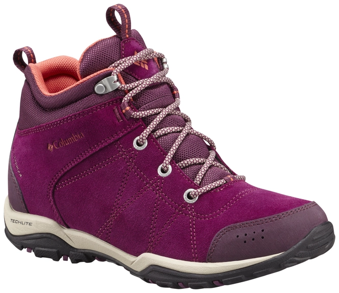 Walking Shoes Columbia Women Fire Venture Mid Waterproof Dark Raspberry Corange
