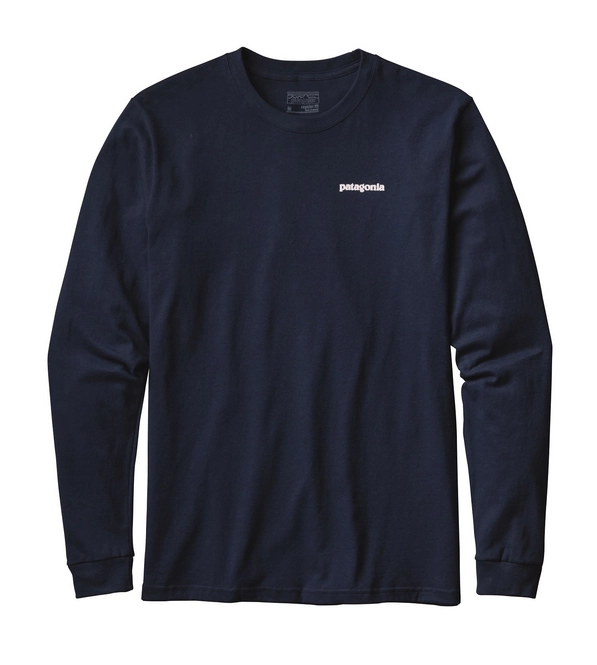 Long Sleeve T-Shirt Patagonia Men's L/S P-6 Logo Cotton Navy Blue