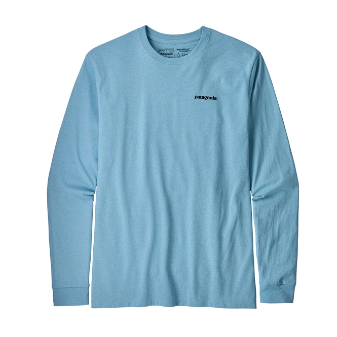 Long Sleeve T-Shirt Patagonia Mens P-6 Logo Responsibili-Tee Break Up Blue