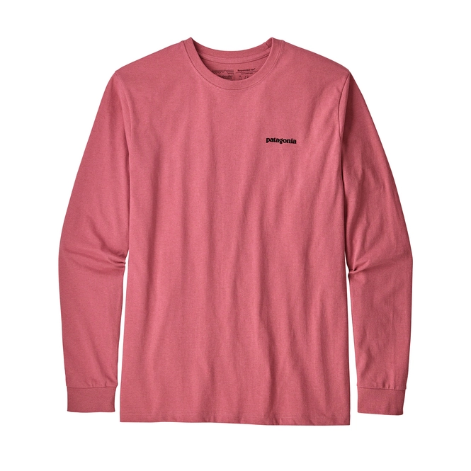 Long Sleeve T-Shirt Patagonia Men's L/S P-6 Logo Responsibili-Tee Sticker Pink