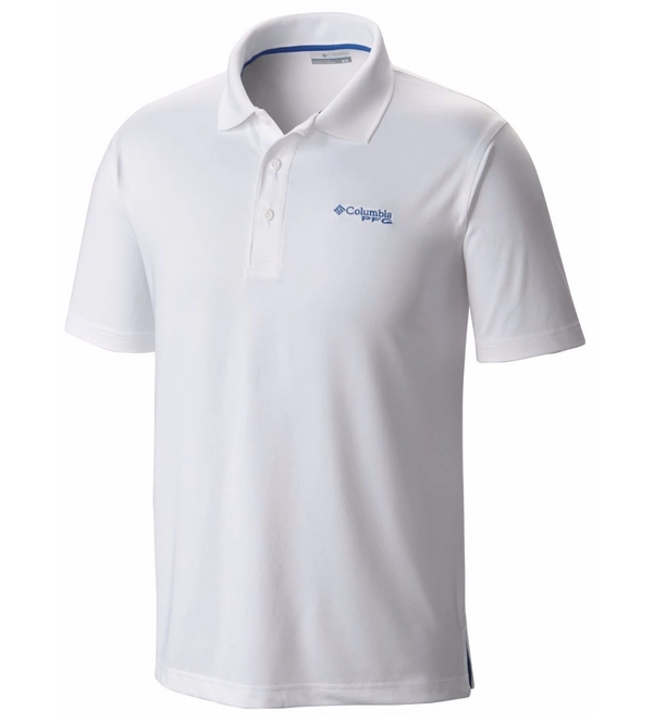Polo Shirt Columbia Low Drag White VIVid Blue