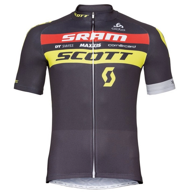 Cycling Jersey Odlo Mens Stand-Up Collar S/S Full Zip Scott Sram