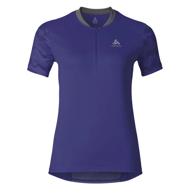 Cycling Jersey Odlo Womens Stand-Up Collar S/S 1/2 Zip Morzine Spectrum Blue