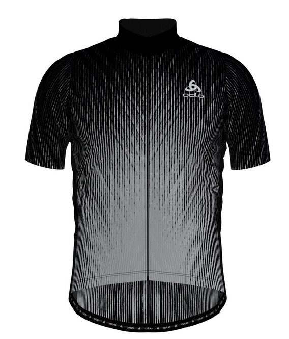 Cycling Jersey Odlo Men Stand-Up Collar S/S Full Zip Element Black Odlo Silver Grey