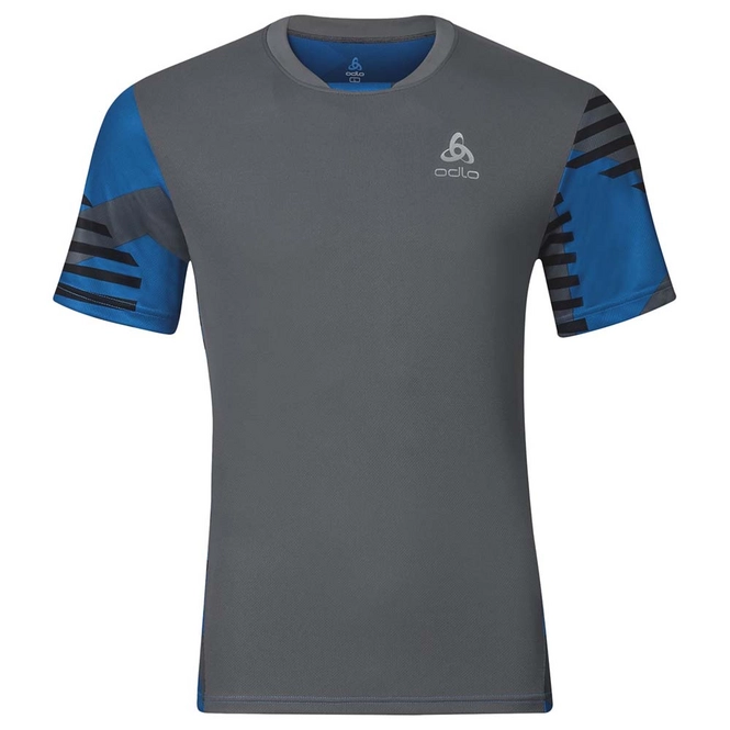 Cycling Jersey Odlo Mens S/S Morzine Odlo Mens Steel Grey Allover Print