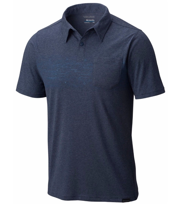 Polo Shirt Columbia Trail Shaker Mens Zinc Heather Blur Stripe