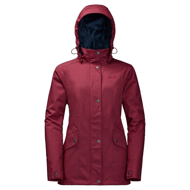 Winter Jacket Jack Wolfskin Women Park Avenue Dark Red
