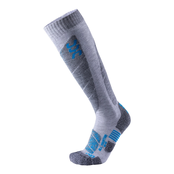 Ski Socks UYN Men All Mountain Light Grey Melange Azure