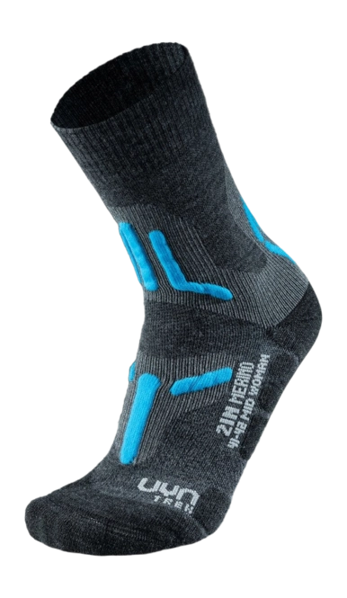 Hiking Socks UYN Women Trekking 2In Merino Mid Mid Grey Turquoise