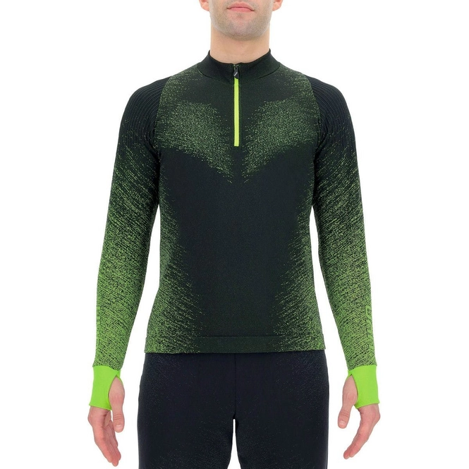 Shirt UYN Men Running Exceleration L/S Zip Up Black Yellow Fluo '24