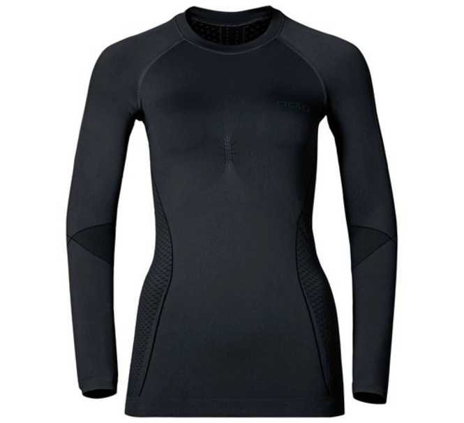Undershirt Odlo Womens L/S Crew Neck Evolution Warm Black Graphite Grey