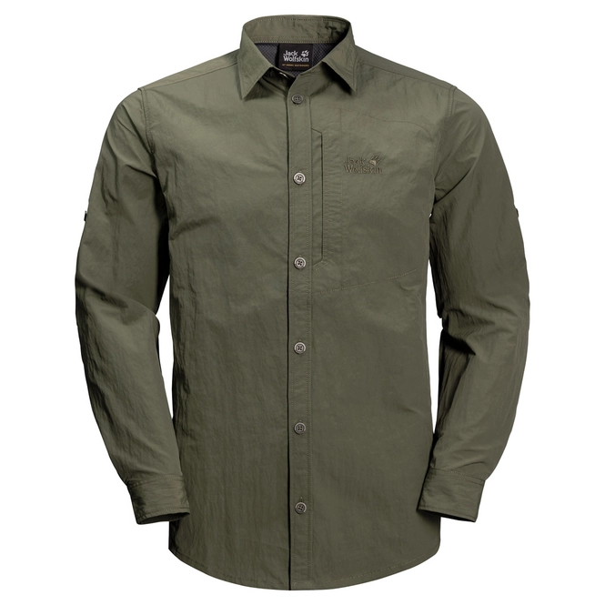 Shirt Jack Wolfskin Men Lakeside Roll-Up Woodland Green