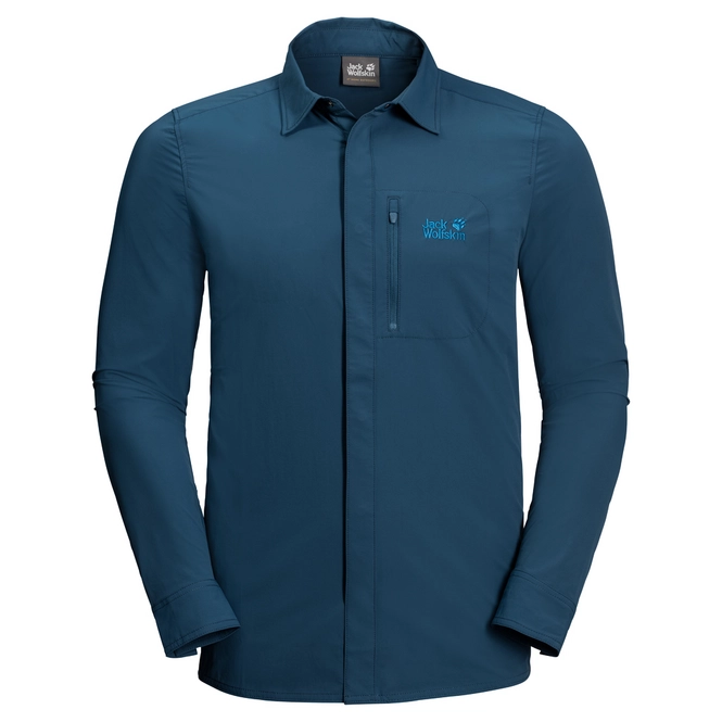 Shirt Jack Wolfskin Men Hilltop Trail Poseidon Blue