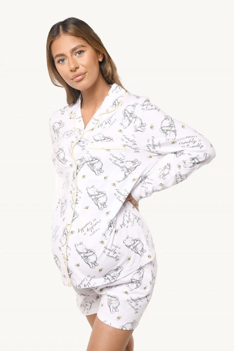 Winnie The Pooh Ladies White Maternity Pyjama