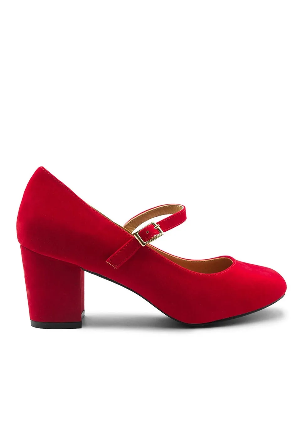 Where's That From Red Suede Araceli Wide Mary Jane Pumps
