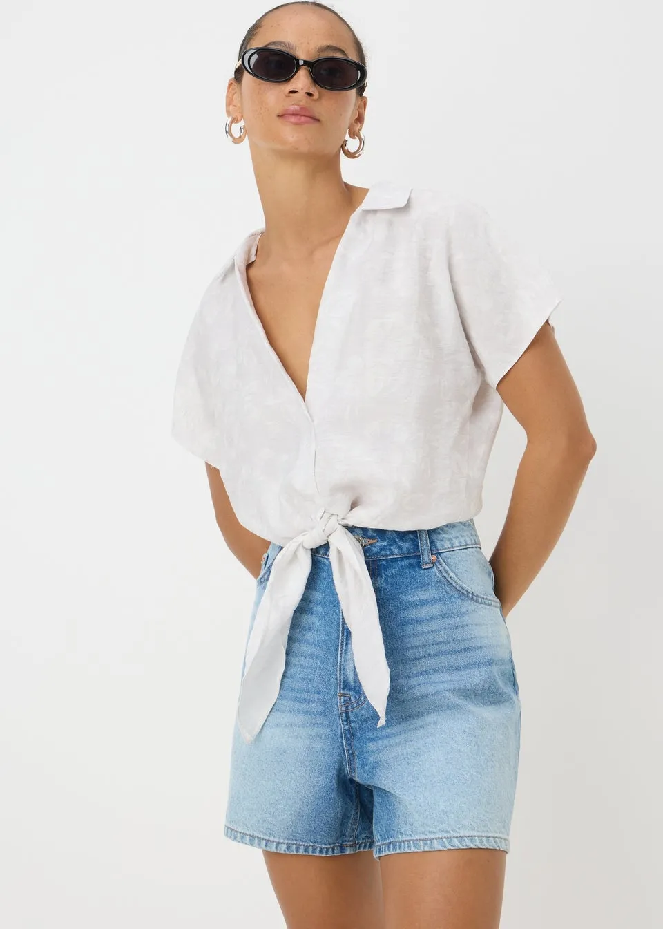 Grey Tie Waist Shirt