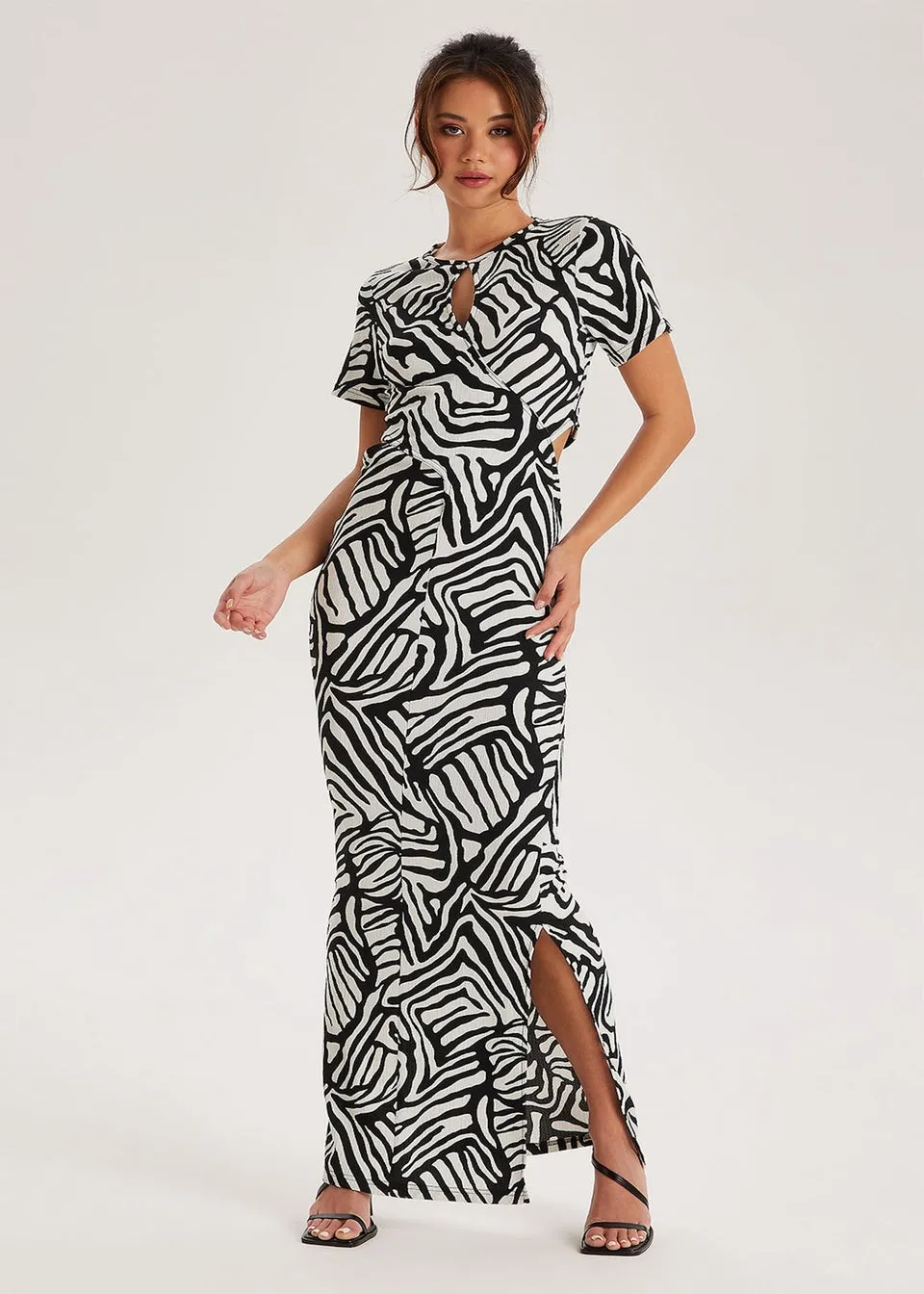 Urban Bliss White Printed Twist Front Midi Dress