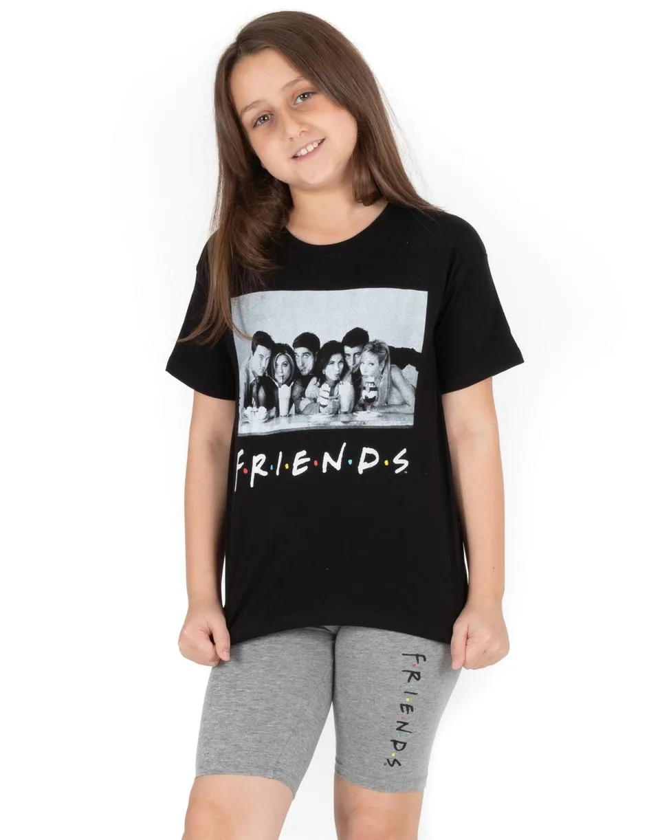Friends Kids Cycling Short Black Pyjama Set (7-14 Years)