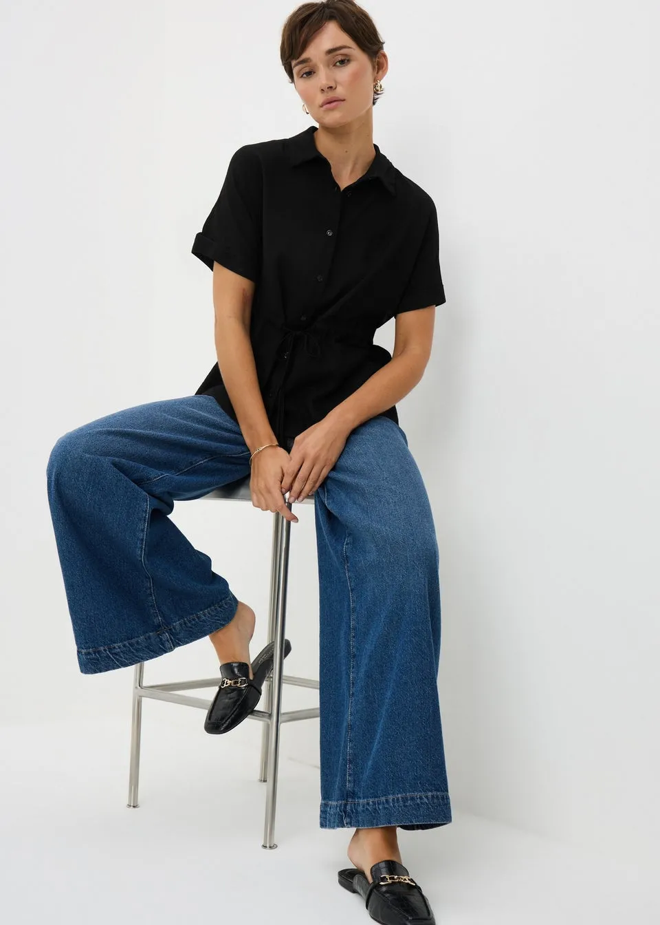 Black Tie Front Shirt