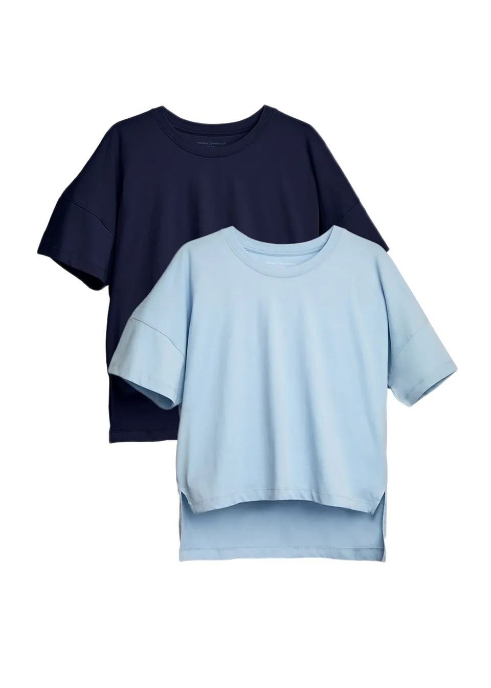 French Connection Blue Cotton Crew Neck Boxy Fit T-Shirts 2 Pack