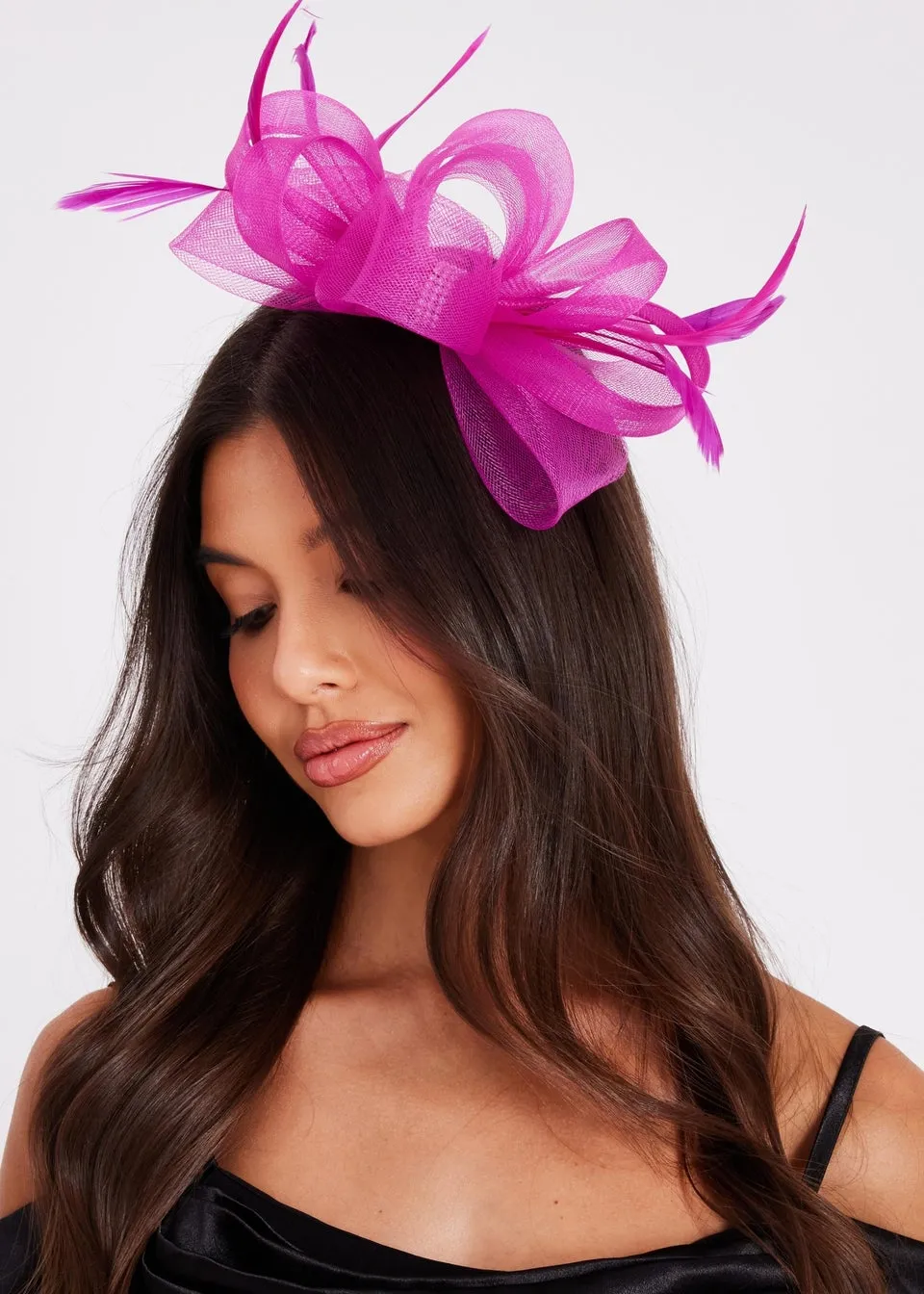 Quiz Fuschia Diamante Bow Headband Fascinator