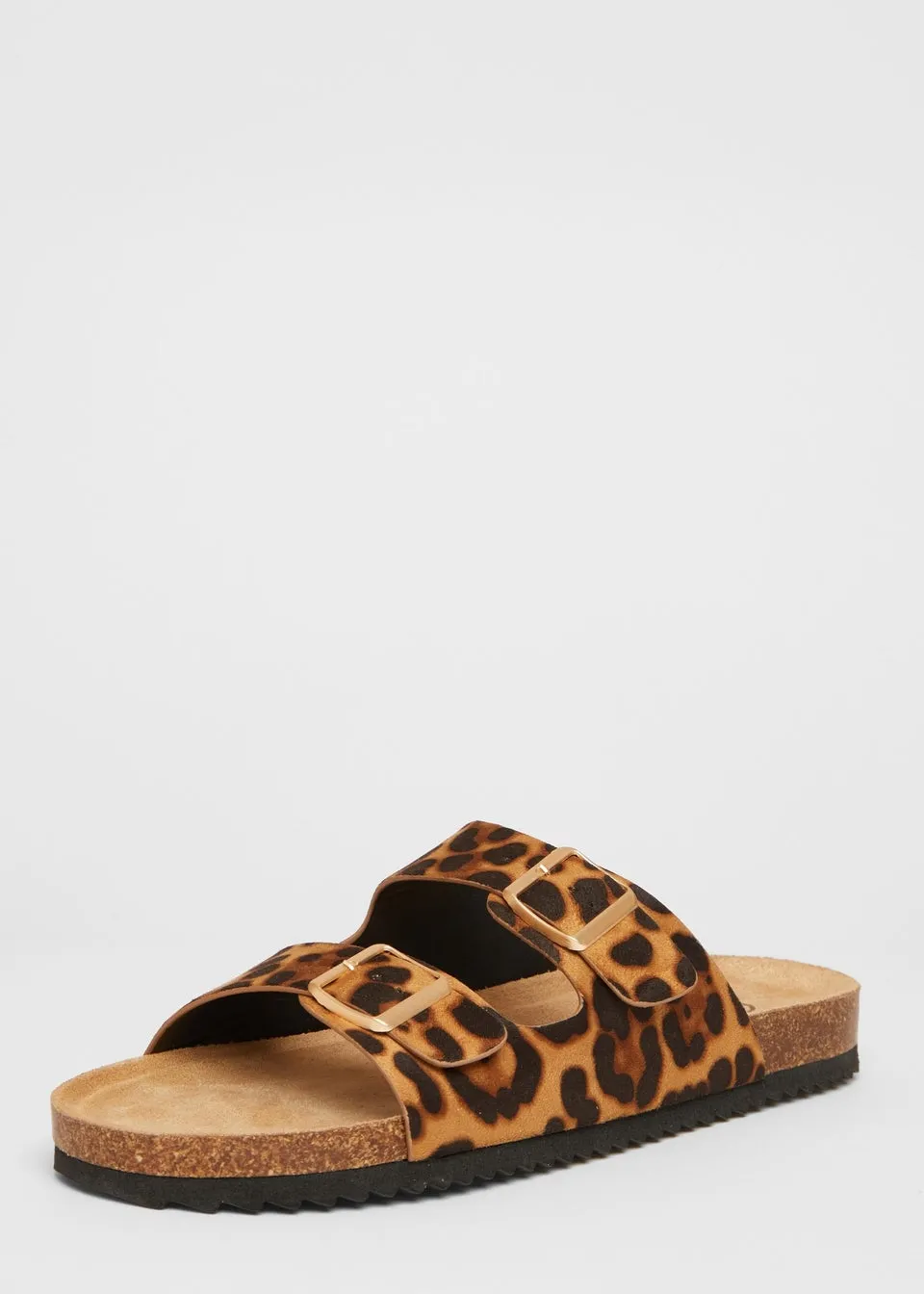 Quiz Multi Leopard Print Double Buckle Flat Sandals