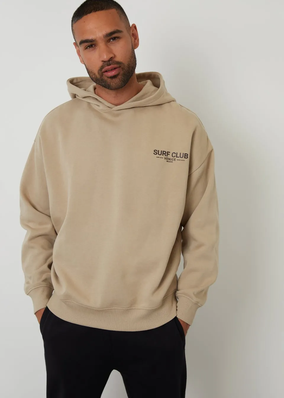 Threadbare Stone Graphic Print Relaxed Fit Pullover Hoodie