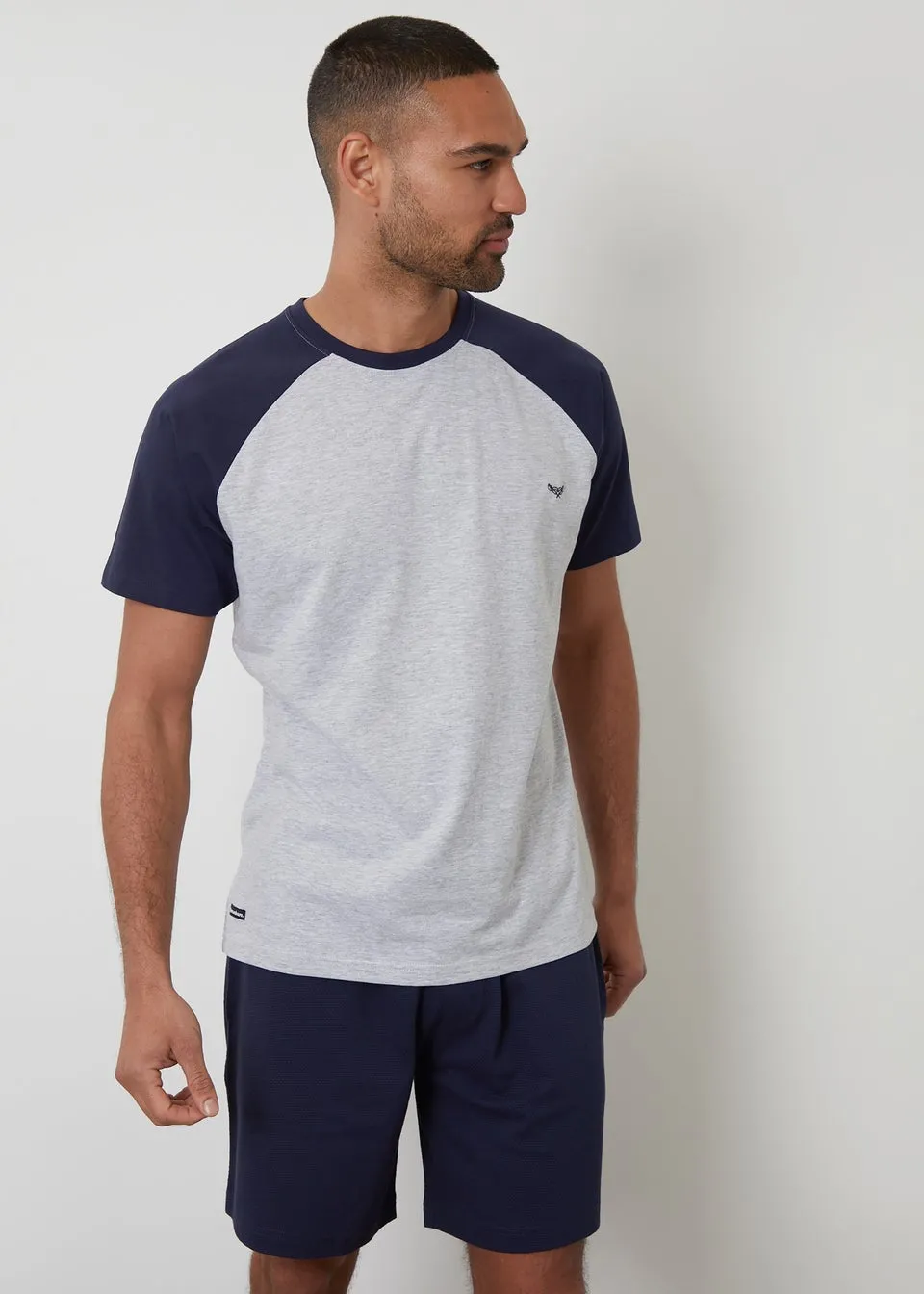 Threadbare Navy Raglan Sleeve Cotton Rich Short Pyjamas
