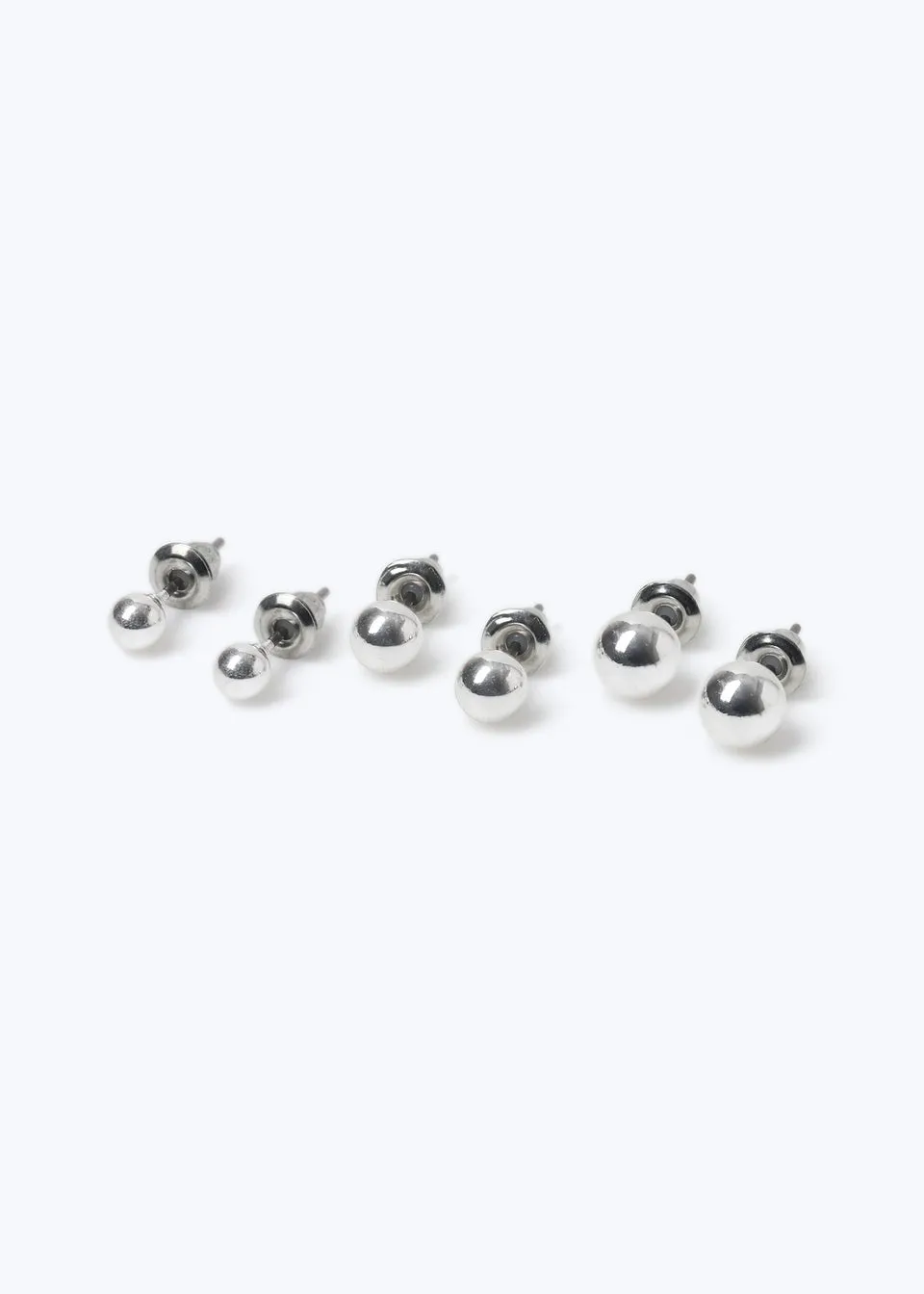 Muse 3 Pack Silver Ball Stud Earrings