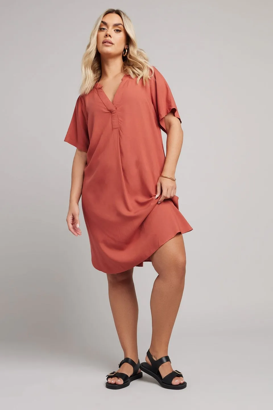 Yours Curve Rust Orange Tunic Mini Dress