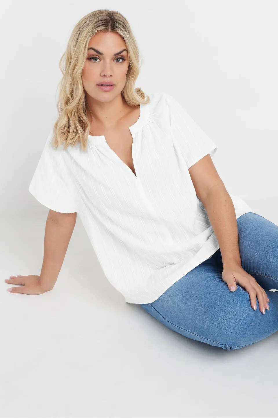 YOURS Curve White Short Sleeve Cotton Blouse