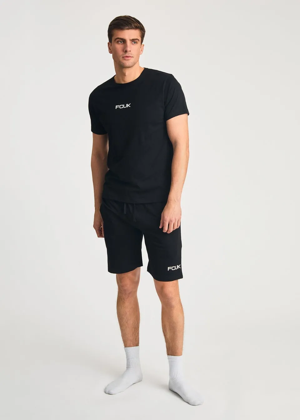 French Connection Black Cotton Short Sleeve T-Shirt & Short Set