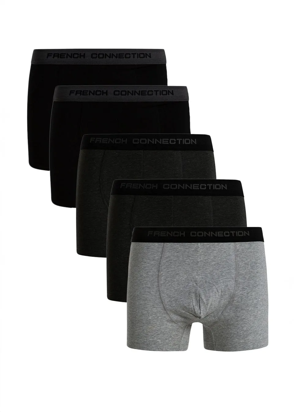 French Connection Charcoal 5 Pack Cotton Stretch Boxers