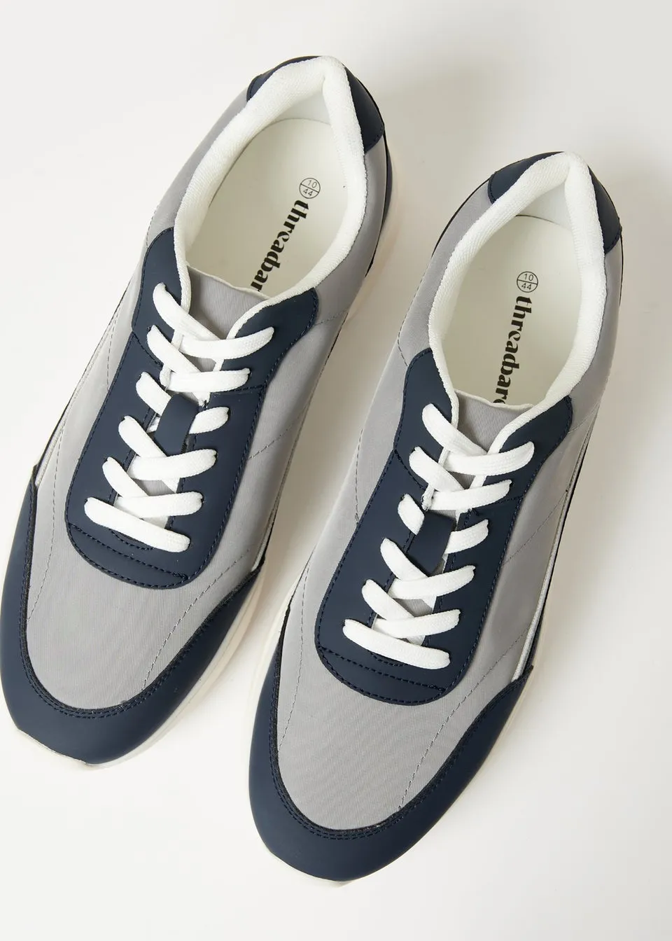 Threadbare Navy Retro Panelled Court Trainers