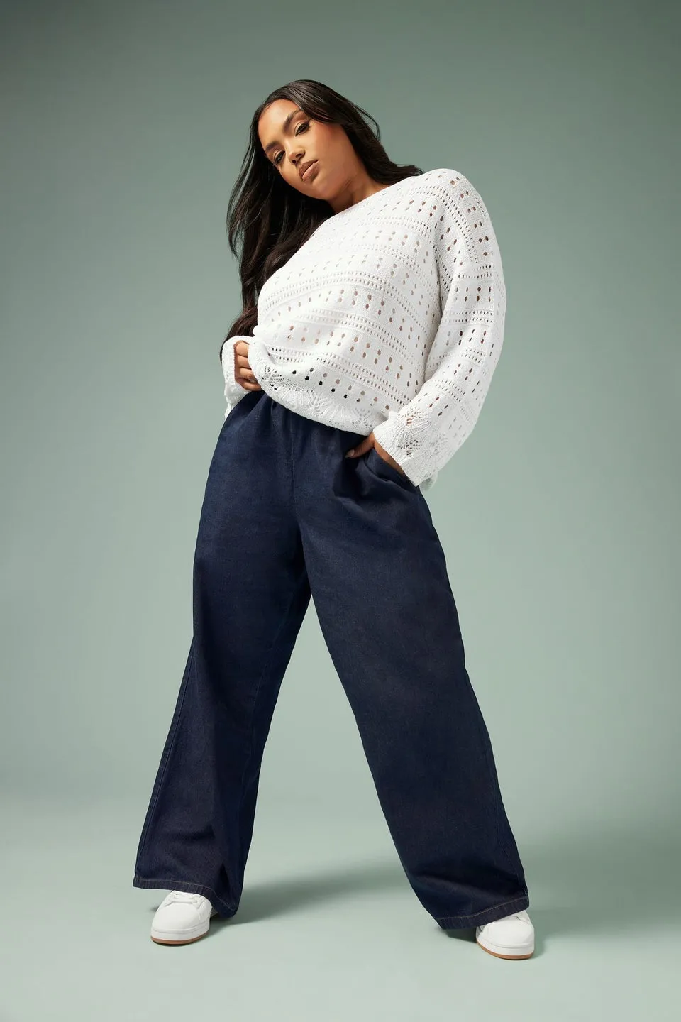 Yours Curve Indigo Blue Tie Detail Denim Jeans