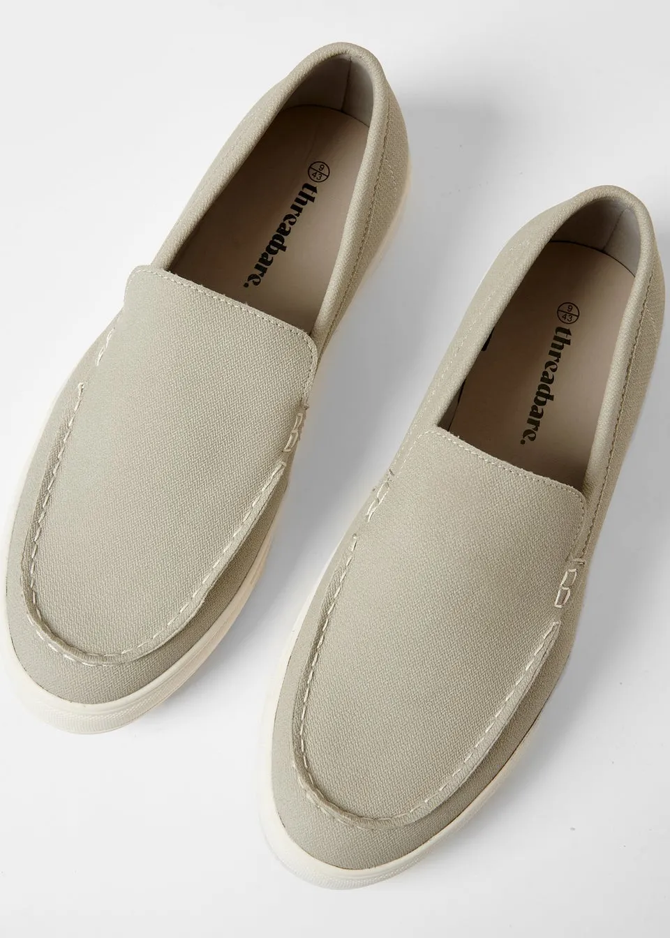 Threadbare Grey Textured Slip On Loafers